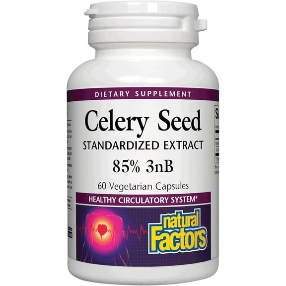 Natural Factors Celery Seed, Concentrated Celery Extract for Healthy Circulation & Heart Support, 60 Capsules