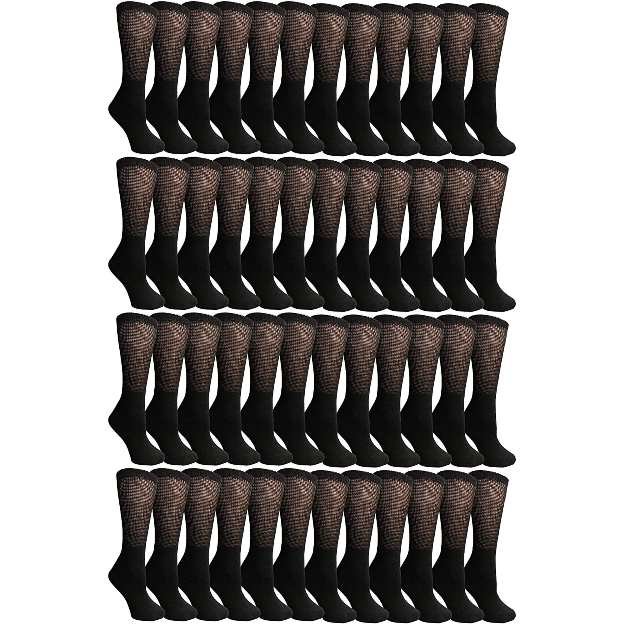 SOCKS'NBULK Womens Cotton Diabetic Crew Socks, Loose Fit Top Non-Binding Medical Socks