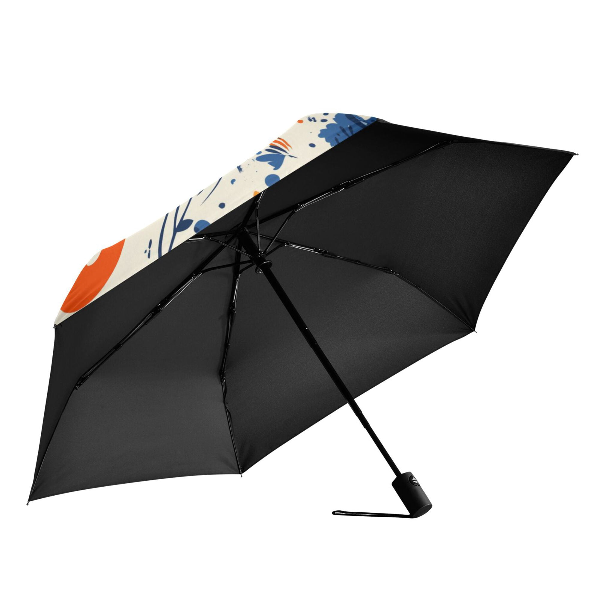 FORMRS Travel Umbrella Folding Auto Open Close Windproof Rain UV Protection, Blue Sardines Pattern