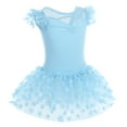 thumbnail image 2 of IBTOM CASTLE Kids Toddler Girls Flower Ruffle Fly Sleeve Ballet Leotard with Dance Tutu Skirt Ballerina Dress Dancewear Gymnastics Outfits 9-10 Years Blue, 2 of 8