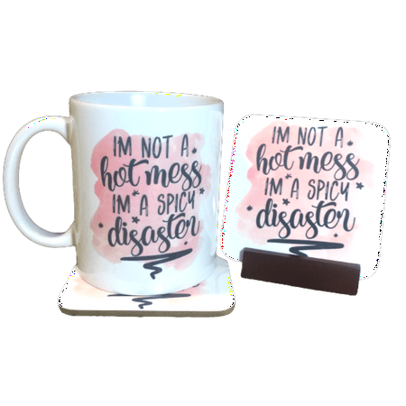 

Decorative Mug and Coaster Set Handcrafted Drinkware - Not A Hot Mess