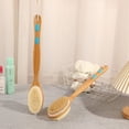 thumbnail image 1 of 1 cepillo de ducha con cerdas suaves y rígidas, exfoliante corporal de doble cara con mango largo para cepillado húmedo o seco, 1 of 5