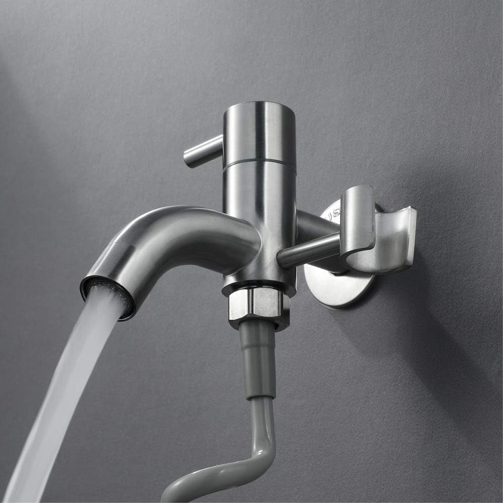 Bidet Sprayer with Two Water Flow Modes Brushed Stainless Steel Portable Cloth Diaper Washer Shower Sprayer Set Wall Mounted Bathroom Shower Bidet Tap for Personal Hygiene, Floor Cleaning