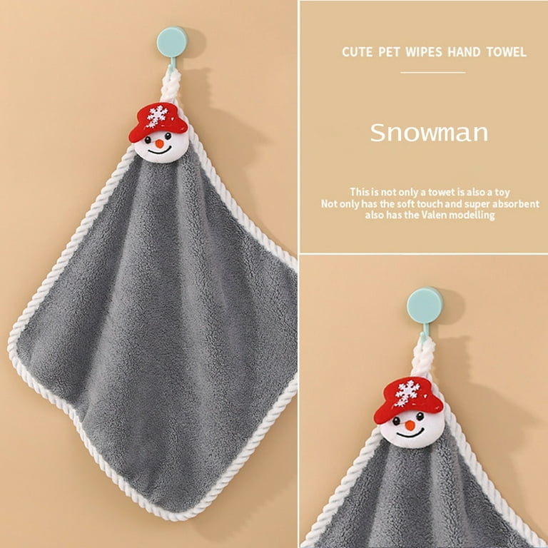 Christmas Hand Towels Soft Cute Xmas Hand Towels for Bathroom Kitchen Quick Dry Hanging Face Towel for Kids Super Absorbent Washcloth, Size: Blue-1PCS