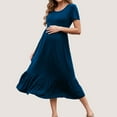 thumbnail image 4 of Beaisland Women’s Maternity Dress Short Sleeve Pleated Flowing Pregnancy Beach Dresses, 4 of 7