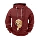 thumbnail image 4 of Ceisia Men's Loose Fit Hooded Sweatshirt with Large Pet Pocket & Puppy Print for Casual Wear Wine M Gifts, 4 of 5