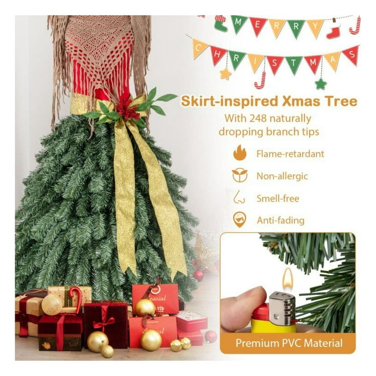 dress form christmas tree walmart Yunken 5 FT Pre-lit Mannequin Artificial Christmas Tree Dress Form for  Unique Xmas Decor, Fashion Themed Holiday Tree