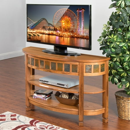 Curved End Console - Sunny Designs Sedona Curved TV Console - Rustic Oak