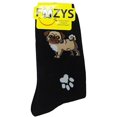 thumbnail image 4 of Foozys Small/Medium Novelty Crew Socks | Pugs & Paw Prints Cute, Fun and Makes makes a Great Gift! | 2 Pair (Black & Pink) | Women’s Shoe Size 4-10, 4 of 6
