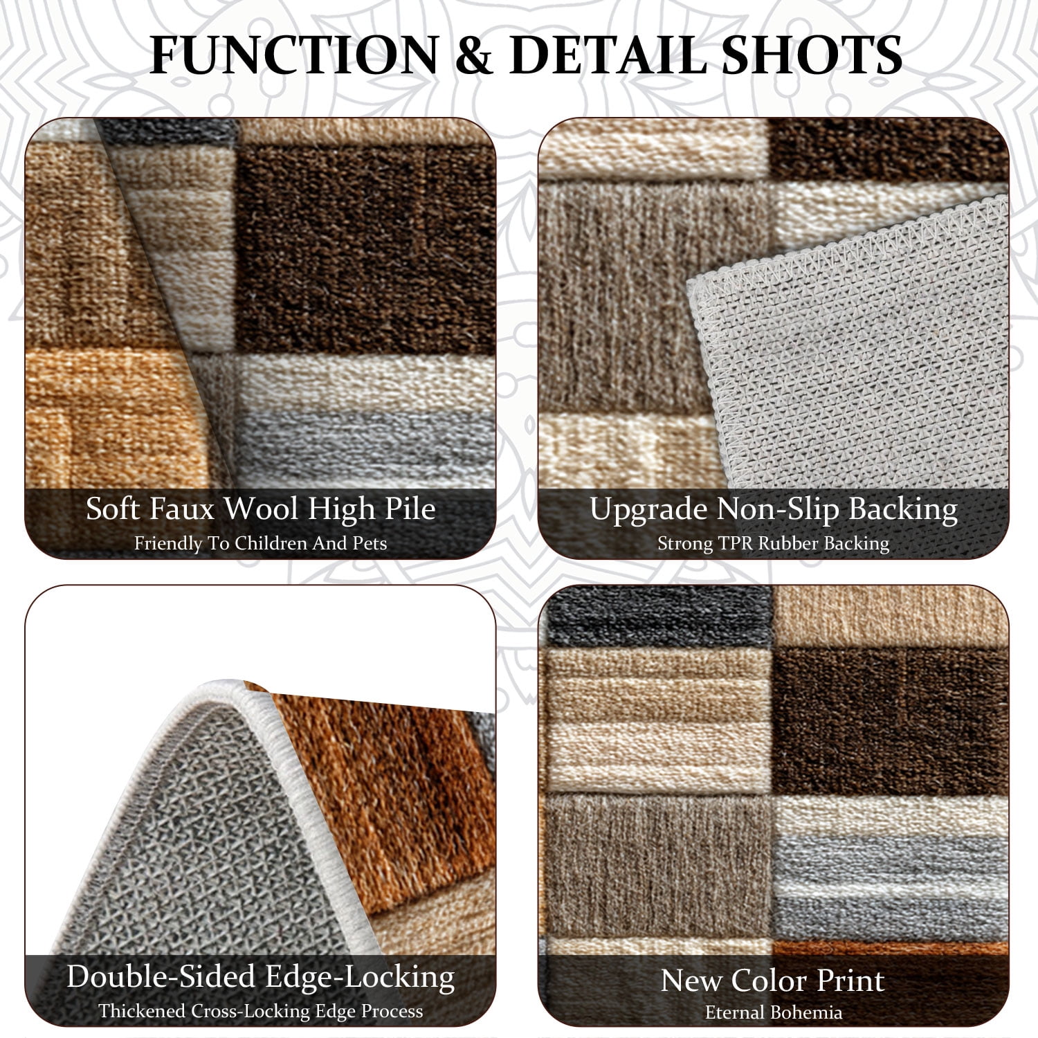 3 Piece Kitchen Rug Set, Non-Slip And Washable, Abstract Pattern Kitchen Hallway Rug, Soft And Comfortable, Suitable For Sinks, Floors, Entrances, Hallways and Bathrooms