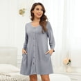 thumbnail image 3 of Camisón Elegante Nikou Camisón con cierre de botones para mujer Cuello redondo, 3 of 7
