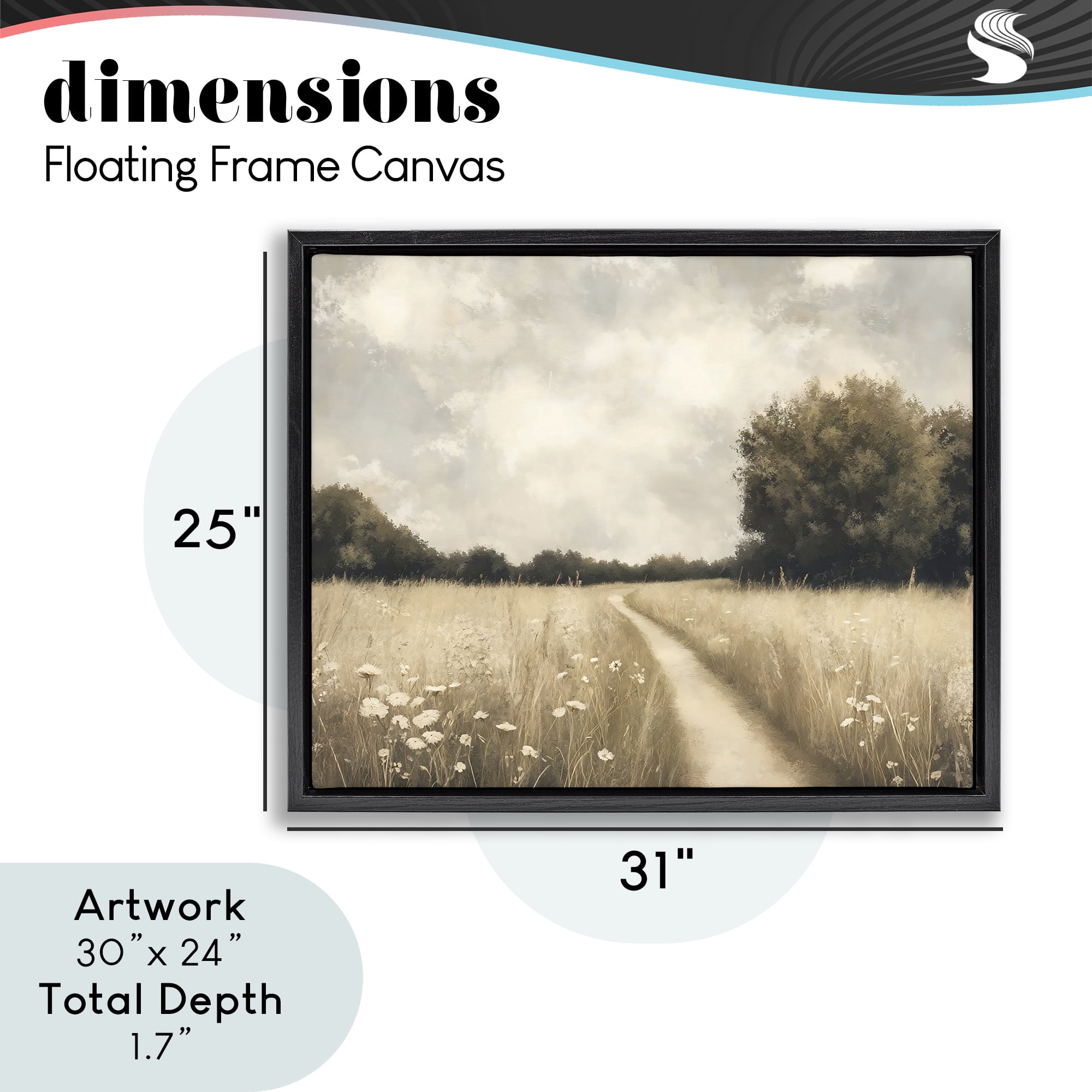 Stupell Industries Journey Through Wildflowers in Meadow Black Framed Floater Canvas Wall Art, design by Creative Studio