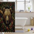 thumbnail image 3 of Manfei Farmhouse Bear Shower Curtain 72Wx78L, Rustic Garden Floral Bath Curtain, Dark Brown, 3 of 5