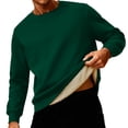 thumbnail image 2 of Fshiont 2026 Warm Sherpa Lined Sweatshirt for Men Fleece Lined Crewneck Heavyweight Winter Pullover Sweater Green L, 2 of 6