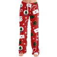 thumbnail image 4 of Satingcolo Christmas Pajama Pants for Women Christmas Elastic Waist Straight Pants Comfortable Festive Holiday Sleepwear Pajama, 4 of 5
