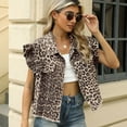 thumbnail image 3 of SWSMCLT Women's Short Sleeve Tank Top Denim Streetwear Vest Top Summer Flutter Sleeve Fashion Casual Pocket Leopard X-Large, 3 of 5