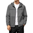 thumbnail image 2 of Sun Hoodie Mens Summer Fall Long Sleeve Loose Casual Lightweight Zip Up Hooded Sun Jacket Outerwear with Pockets, 2 of 6