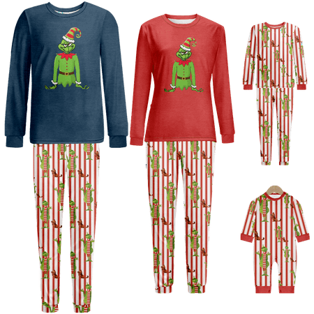 

FUNIER Family Christmas Pajamas Set Christmas Printed Sizes for Adult-Kids-Baby-Pet 2 Pieces Top and Pants Bodysuits Pajamas Set
