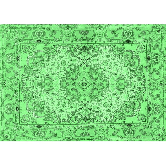Ahgly Company Indoor Rectangle Persian Emerald Green Traditional Area Rugs, 8' x 10'