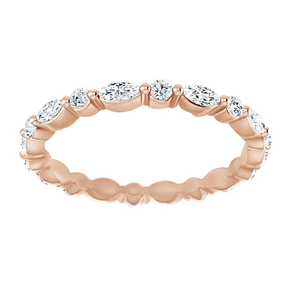 AFFY Marquise & Round Cut White Natural Diamond Eternity Band Ring In 14K Solid Rose Gold (0.75 Ct)