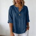 thumbnail image 3 of Oplxuo Half Sleeve Tops for Women Dressy 2026 Summer Loose V Neck Going Out Casual Tunic Tops Blouse, 3 of 6