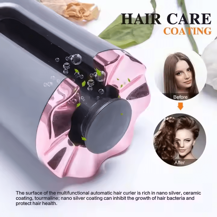 2025 latest Portable Wireless USB Curling Iron - 6 Adjustable LCD Settings, Automatic Ceramic Hair Curler with Rechargeable Battery for Home Use
