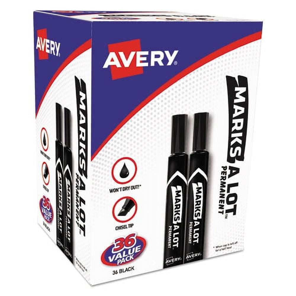 Marks A Lot Large Desk-Style Permanent Marker Value Pack, Broad Chisel Tip, Black, 36/pack (98206) | Bundle of 5 Packs