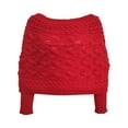 thumbnail image 4 of DuoJiaJ Women's Casual Knit Sweater Long Sleeve Batwing Pullover Loose Openwork Cardigan Wrap Shawl Top For Daily Wear Women's Lightweight Sweater Red One Size, 4 of 5