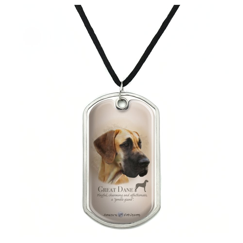 Great Dane Dog Breed Military Dog Tag Pendant Necklace with Cord