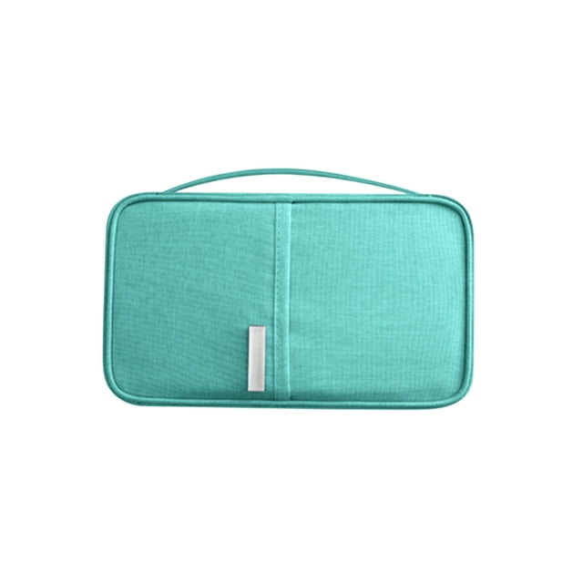 Blue Multi Functional Travel Passport Holder Card Document Organizer Small Size 8.46X4.92X0.79 Inches Cloth Rfid Blocking Id Storage Wallet For Men Women