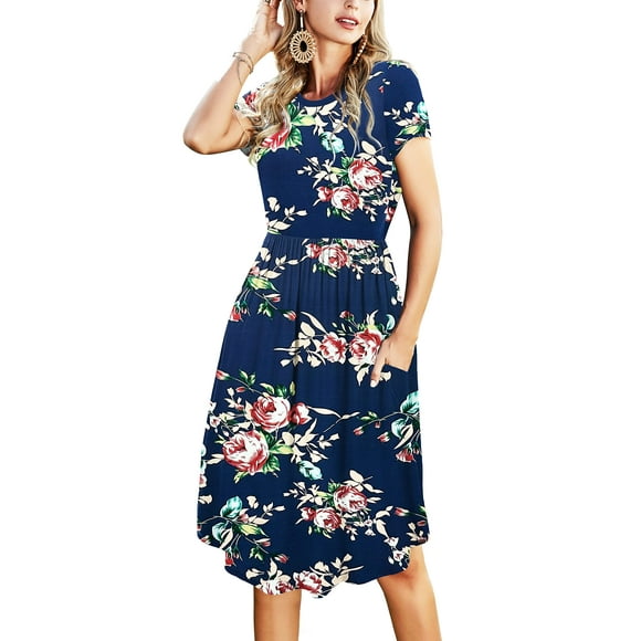 Vestido casual Simier Fariry Floral Navy para mujer
