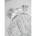 thumbnail image 5 of Alvivi Girls Kids Shiny Sequins Bell-bottom Jumpsuit Pants One Piece Dance Bodysuit Unitard Costume Silver 12, 5 of 7