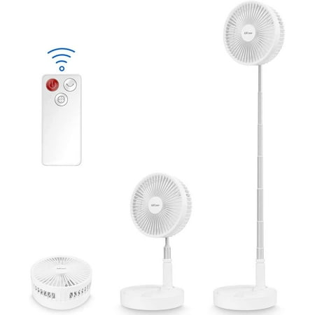 

Stand Fan Folding Portable Telescopic Floor/USB Desk Fan with 7200mAh Rechargeable Battery 4 Speeds Super Quiet