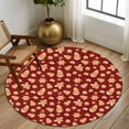 thumbnail image 3 of Red Christmas Round Rug 5ft Washable Circle Kitchen Rugs Non Slip Xmas Gingerbread Winter Snowman Tree Large Area Rug Indoor Floor Carpet for Bedroom Living Room Home Office Dining Room Nursery, 3 of 8