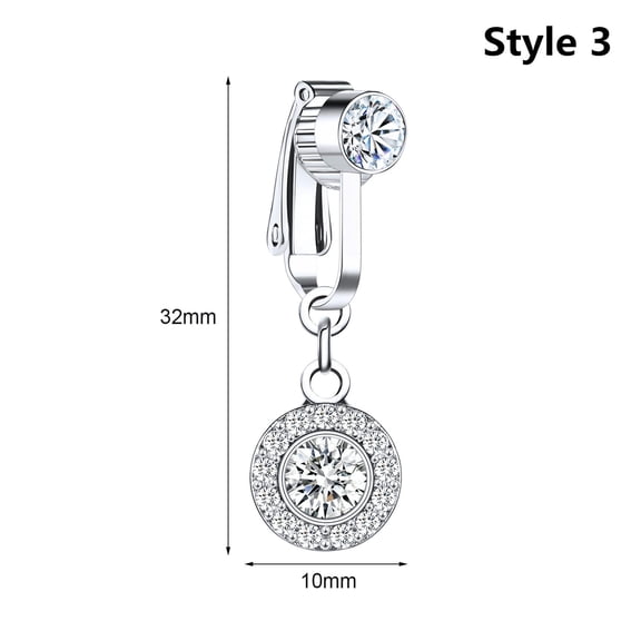 QQTDFG Fake Belly Button Ring Non Piercing CZ Dangle Navel Piercing for Women Jewelry-Style 3