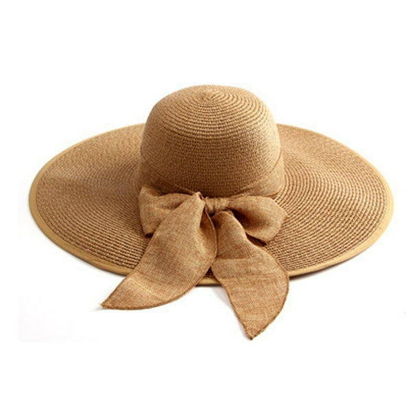Sombrero de paja con protección solar para playa, de circunferencia de 56 a 57 cm, plegable, para playa, para mujer