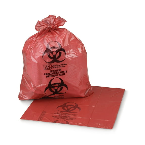McKesson Infectious Waste Bags, Star-Sealed - Red, 1 - 6 gal, 11 in x 14 in, 500 Ct