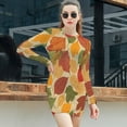 thumbnail image 3 of Autumn Leaves Colorful Pattern Design Women's Long Sleeve Bodycon Dress Soft Stretchy For Everyday Wear And Special Occasions, 3 of 6