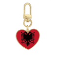 thumbnail image 1 of albania national flag eu country Gold Heart Keychain Metal Keyring Holder, 1 of 3
