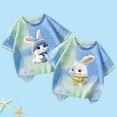 thumbnail image 2 of Jamicy Chemises de Bain pour Filles Cadeau pour Enfants Hauts Mignons pour Filles 2 Pcs Manches Courtes T-Shirts d'Été Mode T-Shirts Graphiques Col Rond Pull Tee, 2 of 3