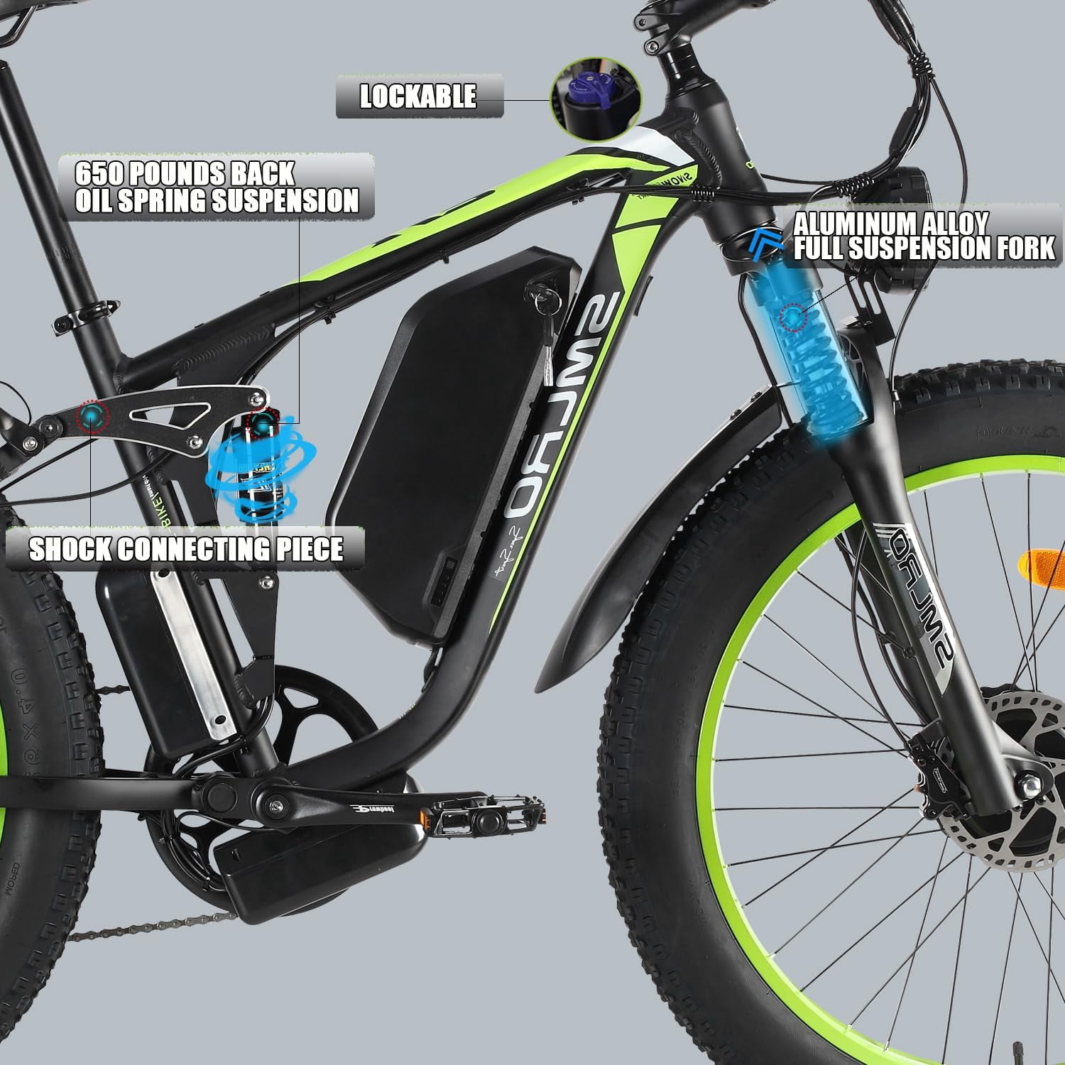 (US in Stock)5000W Peak Dual Motor Electric Bike for Adults , 60V 25AH Removable Battery Ebike , 50MPH AWD 21-Speed Mountain Snow E-Bike with 26" x 4.0 Fat Tire, Long Range Mountain Off-Road EBike