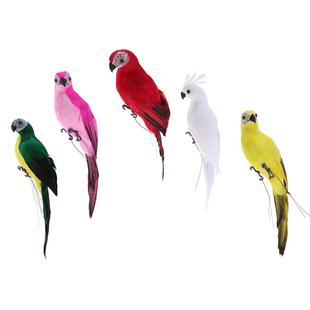 Macaw Parrot Model Realistic DIY for Home Artificial Bird Figurine 5Pcs 
