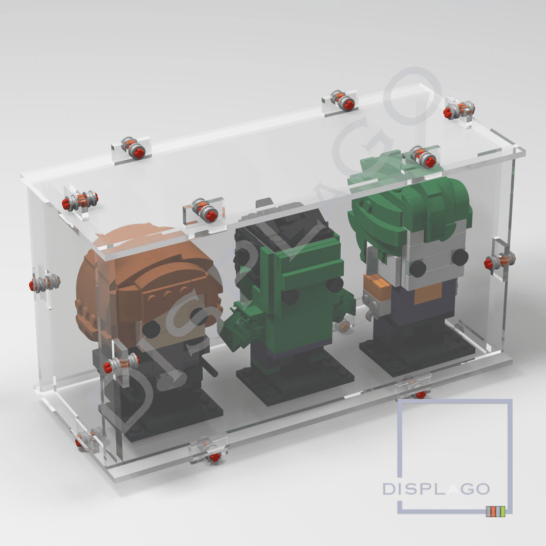 Display Case for one 3 Lego® BRICKHEADZ®. Display case for minifigures. Star Wars® display case. Compatible LEGO® display.