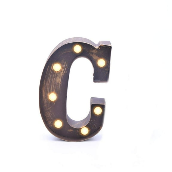 Home by Jackie Inc Decorative Rustic Gold Vintage  Metal Hanging Light up LED Letter “C”
