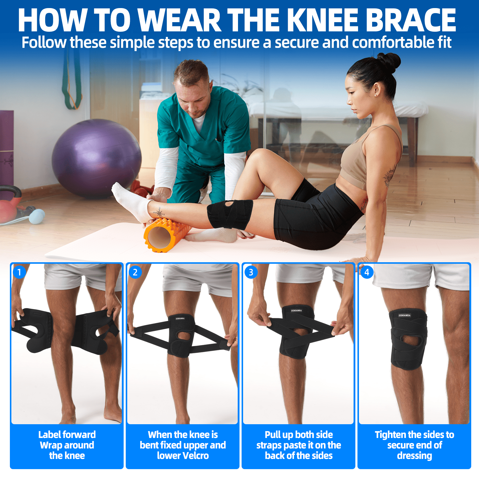 IYDOAMEA Adjustable Knee Brace for Running & Post-Surgery Recovery, ACL & Meniscus Support
