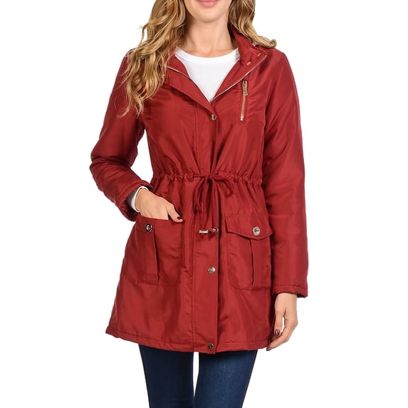 Ma Croix Womens Lightweight Parka Fur Lined Coat Hooded Anorak Jacket