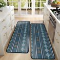 thumbnail image 4 of Kitchen Rugs Sets Of 2,Blue Geometric Striped Pattern Anti Fatigue Kitchen Mat Rugs Non Slip Washable,Decorative Kitchen Floor Mats for Kitchen,Sink,Laundry,17"x47"+17"x47", 4 of 5