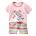 thumbnail image 2 of Toddler Kids Outfit Sets Summer Cartoon Excavator Printed Short Sleeved Tops And Shorts Set Kids Boys Girls Loungewear Outfit Sets，2Piece，3 -4 Years, 2 of 4