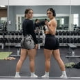thumbnail image 4 of SOMER Women Gym Shorts Workout Biker Shorts Yoga Booty Shorts Scrunch Butt Lifting Seamless Shorts Dark Gray+Blue Green Tie Dye M, 4 of 7