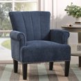 thumbnail image 5 of Living Room Bedroom Upholstered Armchair with Rivet Tufted Scroll Arm, Comfy Single Seat Accent Chair with Wood Frame and Legs, Steady and Durable, Convenient Assembly, Navy, 5 of 7